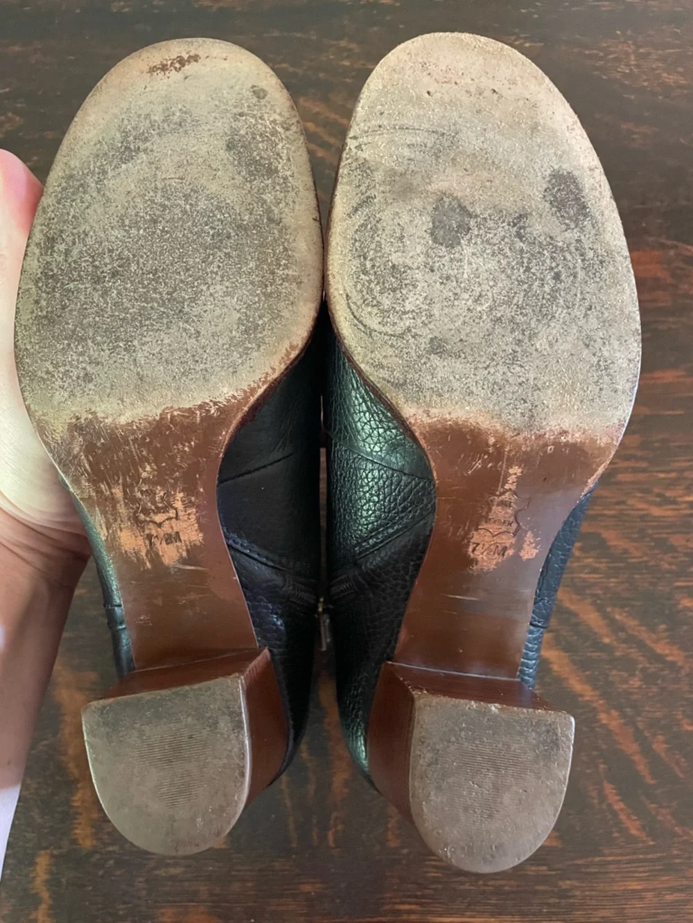 Tory Burch Black Leather Ankle Booties with Wood Heel